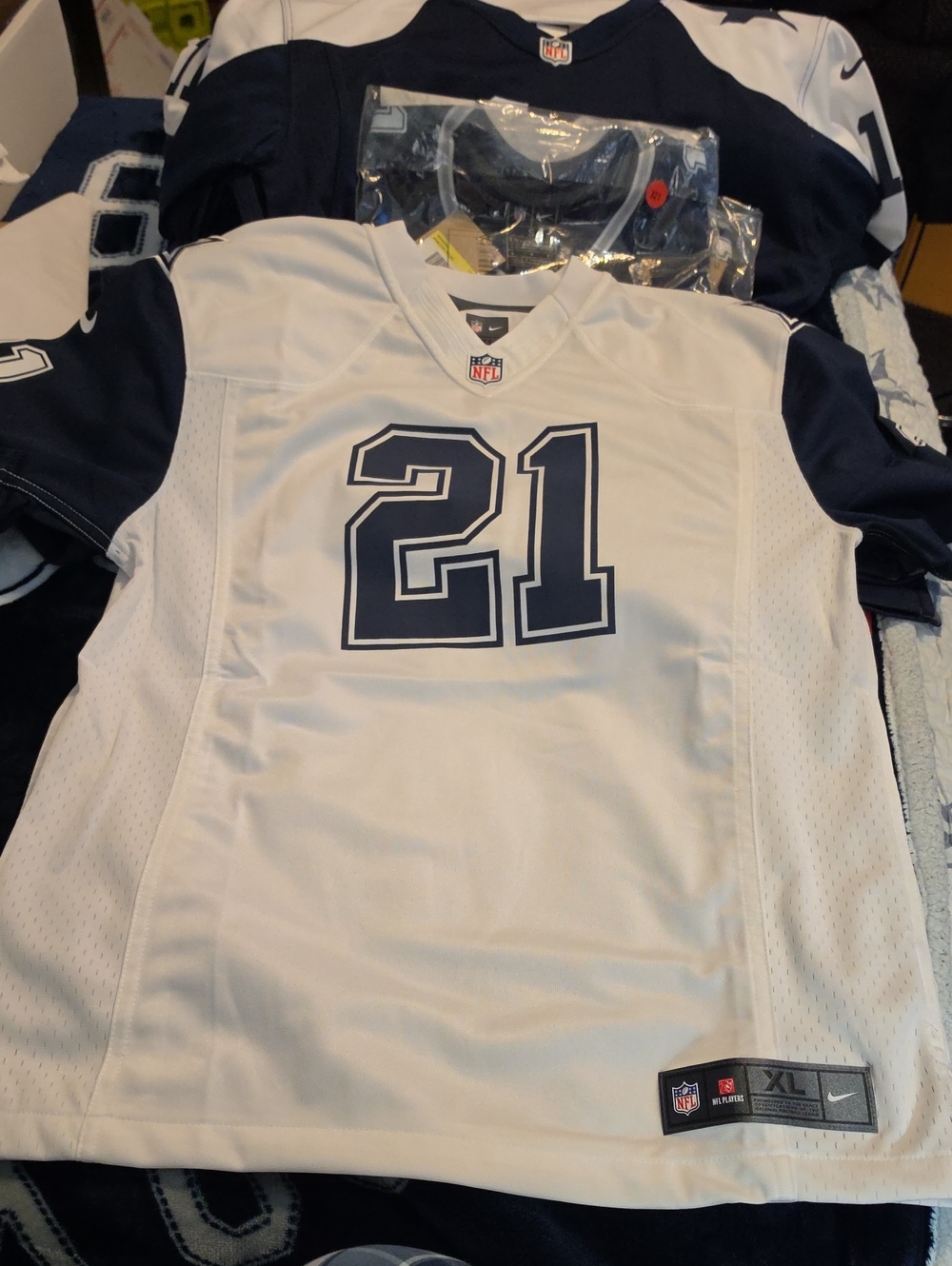 NFL Kids Jersey White and Navy #21 Youth Football Tee